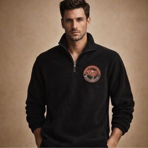 Tampa Bay Buccaneers Men's Black Half-Zip Sweater Pullover Size Large